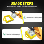 ROBLOCK Pallet Jack Chock Heavy Duty Wheel Chock, Pallet Jack Stopper for Truck 14.2" Length x 11.2" Width x 2" Height (2 Pack,Yellow)