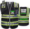 BeautyWill Custom Logo 10 Pockets Safety Vest Class2 ANSI Certified High Visibility Reflective Vest