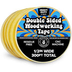 HIPPIE CRAFTER 5 Pack Double Sided Tape for Woodworking, 1/2 Inch Wide Heavy-Duty Sticky Tape for CNC Machines and Routing Templates, 60 Feet Each, 300ft Total