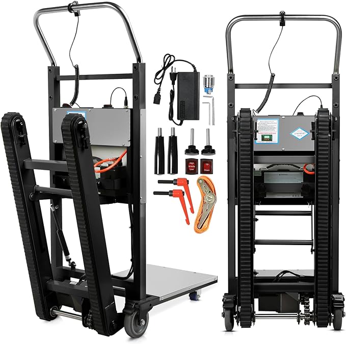 Electric Stair Climbing Dolly, 1250W Electric Stair Climbing Hand Truck, 900lbs Max Load Capacity, 3 Mode Folding Stair Climber Hand Trucks with Telescopic Handle for Moving Furniture (Black)