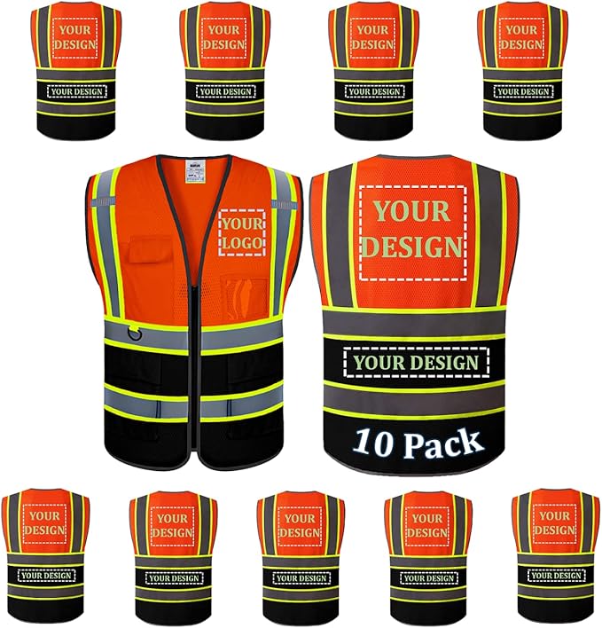 BeautyWill Custom Logo Safety Vest Class2 High Visibility Reflective Vest Breathable Construction Vest