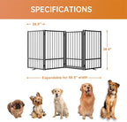 Full Metal Freestanding Dog Gate with Door, 36''Height Foldable Pet Dog Fence for Indoor & Outdoor, 4 Panels Extra Wide Free Standing TallDog Gates for Doorways,House,Stairs,Porch,Deck,Yard