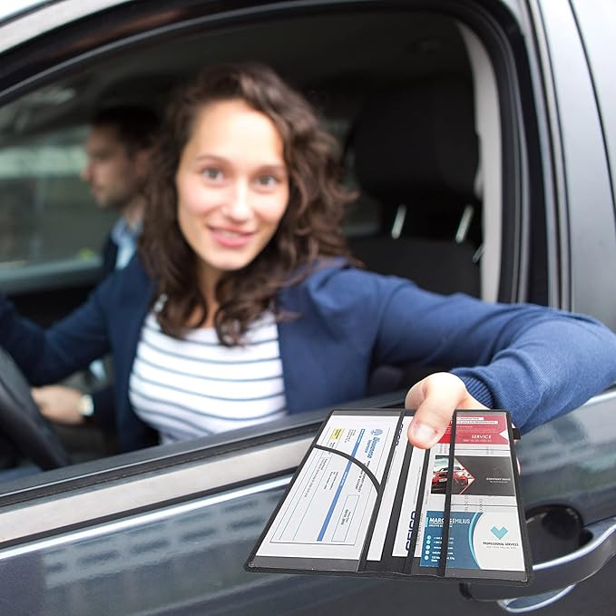 Car Registration and Insurance Holder,Leather Vehicle Glove Box Organizer Wallet for Document,Perfect for any Car,Truck,Motorcycle,Driver License,Trailer or Boat,Men & Women,Black White Milk Cow