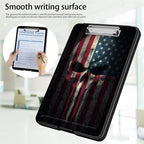 Clipboard with Storage,Office Supplies Nursing Clipboards Folder with Pen Holder Plastic Foldable Clip Board with Storage for Nurse Teacher,Skull Flag