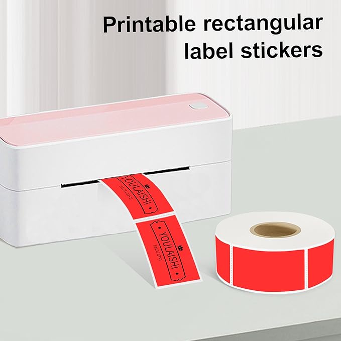 1X2 inch Label Stickers Roll for Thermal Printer 500PCS Colored Removable Freezer Labels Waterproof Blank Sticker Labels to Write on for Food Containers and Jars, Fluorescent Red