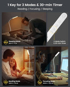 Glocusent 38 LED Clip On Light: 5W Eye Caring Book Lights for Reading at Night - 5 Color & 5 Brightness with a Remote, 30-Min Auto Off Timer, Multi-Purpose Clip Lamp for Bed Reading/Studying/Working
