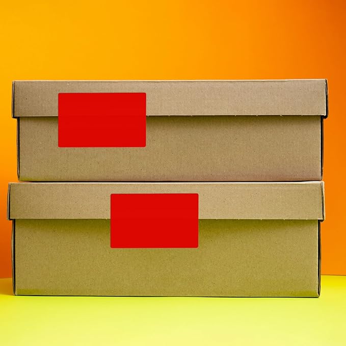 Red Rectangle Stickers 3 x 2 Inch Color Coding Labels Vinyl Roll Self-Adhesive Waterproof Removable 500 PCS
