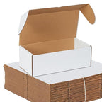 BOX USA 14" Deluxe Shipping Boxes, 14 1/2"L x 7 1/2"W x 5"H, 25-Pack - White Box Mailers for Packaging, Storage, Gifts or Bulk Business Orders