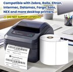4 x 2 Inches Direct Thermal Barcode Labels, Waterproof and Oil-Proof Scratchproof, 750 Labels of Roll, Compatible with Zebra Printers (16 Roll-12000 Tags) White