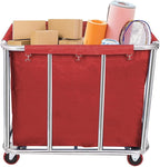 12 Bushels Laundry Cart for Commercial/Home,Heavy Duty Large Stainless Steel Rolling Laundry Basket with Wheels，for Hotel, School, Laundry,260LBS Load
