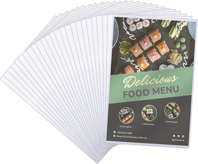 Henoyso 100 Pcs 11" x 17" Rigid Print Protectors, Heavy Duty Hard Plastic Sheet Page Protectors Crystal Menu Holder Clear Poster Sleeve Top Loading Frame for Magazine Photo Paper Poster Prints