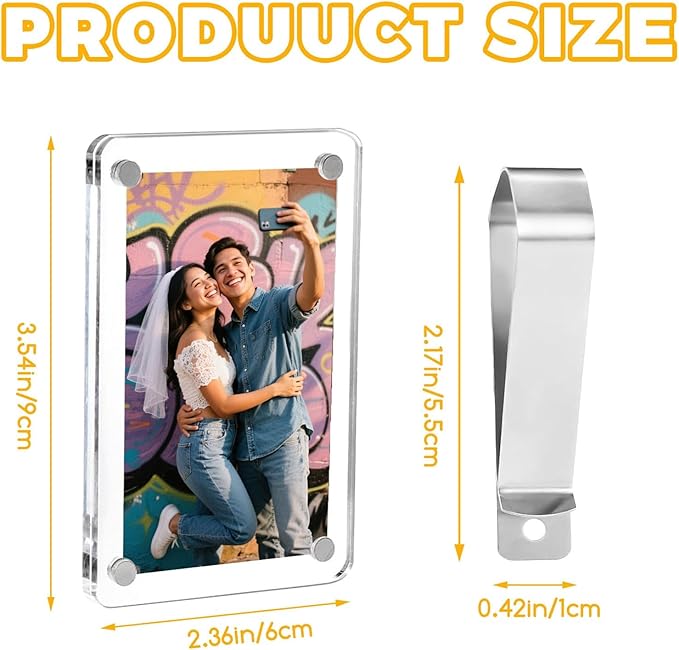 2Pcs Visor clips for cars,Car picture holder.Acrylic car picture frame for car accessories. Universal magnetic car visor photo clip for adding family or personal photos,Gifts for Christmas.