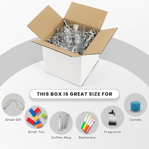 Golden State Art, 28 Pack 5x5x5 Shipping Boxes for Coffee Mugs, Candles, Gifts Mailing, Packaging, Storage - 5x5 Corrugated Cardboard Box, White