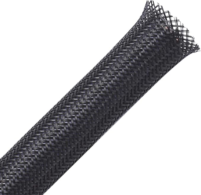 25ft - 1 inch PET Expandable Braided Sleeving – Black – Alex Tech Braided Cable Sleeve