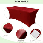 Obstal 6 Pack Stretch Spandex Red Table Covers for 8 Foot Tables - 8 FT Universal Rectangular Fitted Tablecloth Protector for Wedding, Banquet, Party, 96 Length x 30 Width x 30 Height Inches