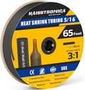 haisstronica 3:1 Heat Shrink Tubing, Shrink Ratio Adhesive Lined Marine Grade Heat Shrink Tube for Home, Automotive and Industrial (Black) 65FT 5/16inch