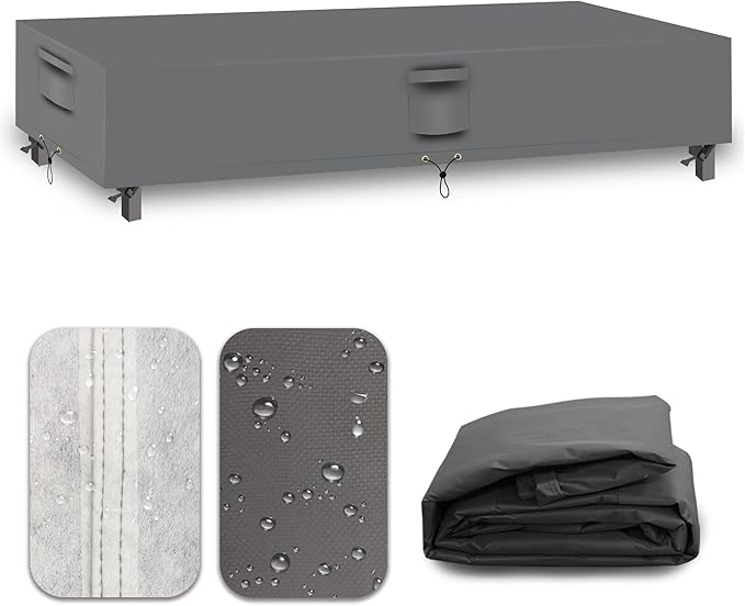 Heavy Duty Patio Furniture Covers Waterproof, 600D Outdoor Furniture Cover Waterproof for Sectional Sofa Couch, Outdoor Dining Table and Chair Set Covers 138''L x 102''W x 32''H, Grey