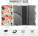 Premium Car Registration and Insurance Card Holder, Cute PU Leather Car Document Holder, Vehicle Glove Box Car Organizer with Magnetic Closure for Driver License, Cards Bright Exotic Floral