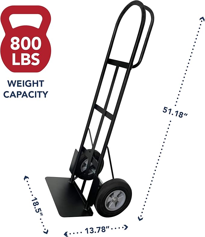 Olympia Tools 800 Lb Steel Hand Truck with D Handle and 10" Pneumatic Wheels for Home and Office Use
