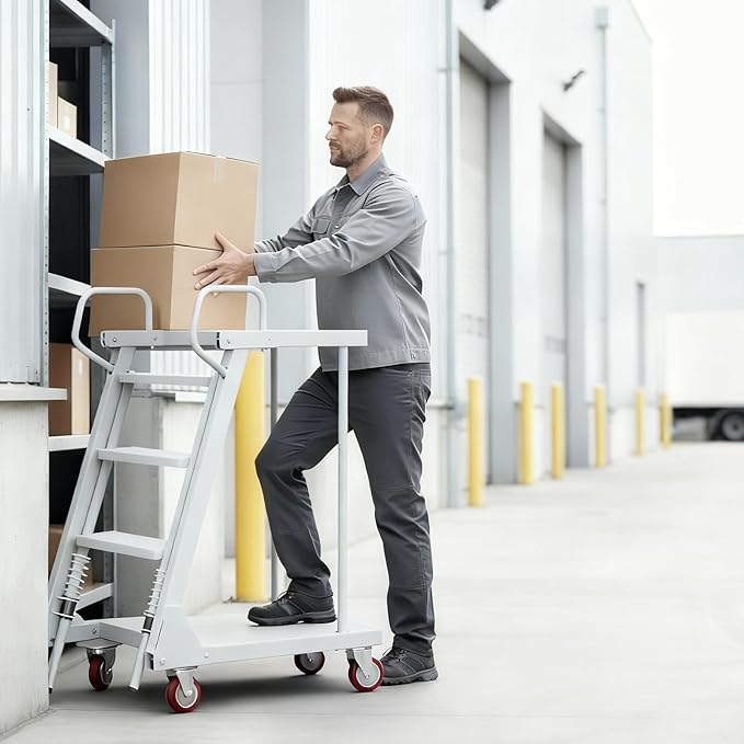 Heavy Duty Platform Truck Cart, Moving Flatbed Cart with Lockable Swivel Casters, Heavy-Duty Utility Push Carts, Dolly Cart Flatform for Groceries, Garage, Warehouse, 660lbs Capacity (White, 660lbs)