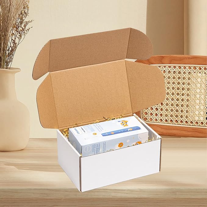 Shipping Boxes 9x6x4 inches 25 Pack White Corrugated Cardboard Mailing Box for Small Business - Literature Mailer Mail Packaging Supplies