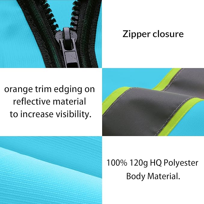Safety Vest Customize Logo with 5 Pockets & Zipper Reflective High Visibility Vest Class 2 Outdoor Workwear