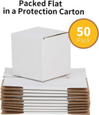 4x4x4 inches Shipping Boxes 50 Pack, Kraft Corrugated Small Cardboard Boxes for Mailing Packing, White