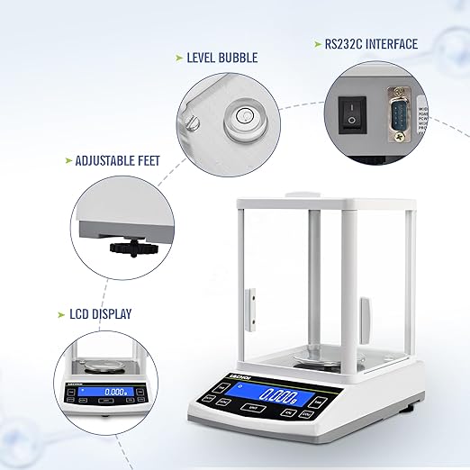 Analytical Balance 200x0.001g Lab Scale 0.001g Accuracy High Precision Scale with Windshield Laboratory Analytical Balance Jewelry Scale (200 * 1mg)