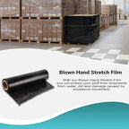 APQ 4 Rolls of Blown Hand Stretch Film 15" x 1500'. Black Hand Stretch Wrap, 80 Gauge. Tear Resistant Residue Free Film for Moving, Shipping, Wrapping. Industrial Grade Pallet Shrink Wrap Film.