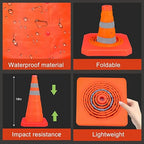 [6 Pack]18 Inch Collapsible Traffic Safety Cones - Parking Cones with Reflective Collars, Orange Safety Cones for Parking lot, Driveway, Driving Training etc