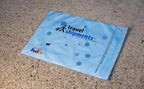 Pre-Paid Shipping Mailer Bag, Medium bag in blue with polka dot design 1(4x18 inch), Extra Luggage Solution. Click "Customize Now" to enter destination address for pre-paid shipping label, and order.