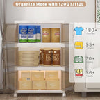 Extra Large Stackable Storage Bins with Lids & Wheels, Foldable Plastic Storage Bins (White, 360QT-120QT/30GAL*3Pack)