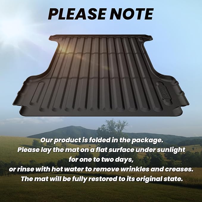 LASFIT 5FT7 Truck Bed Mat for Ram 1500/1500 RHO 2019-2026 & RAM 1500 Classic 2019-2024 Short Bed (5.7 FT / 67.4inches) Not for Rambox, All Weather Custom Fit Truck Cargo Bed Liner, Black