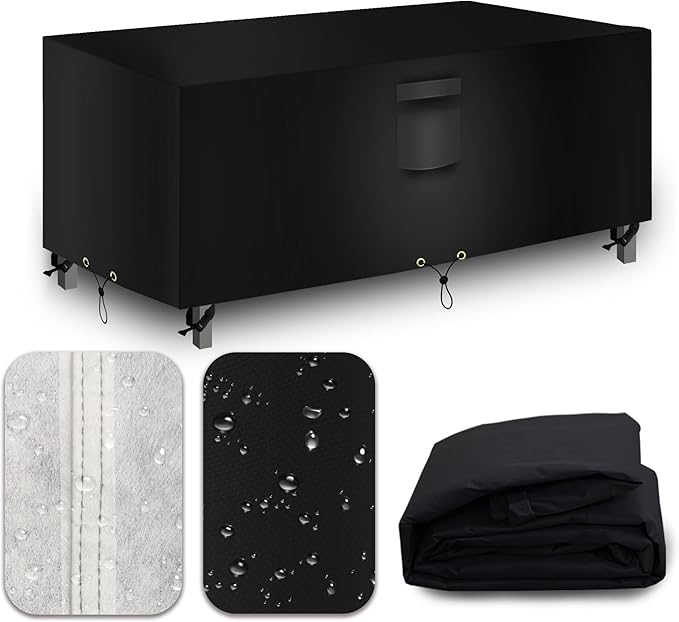 Heavy Duty Patio Furniture Covers Waterproof, 600D Outdoor Furniture Cover Waterproof for Sectional Sofa Couch, Outdoor Dining Table and Chair Set Covers 48''L x 30''W x 35''H, Black