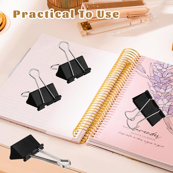 Large Heavy Duty Clips 2 Inch Black Extra Large Paper Clips Big Size Paper Clamps Metal Clips for Binder Clips Office and Home Supplies - 48 Pcs