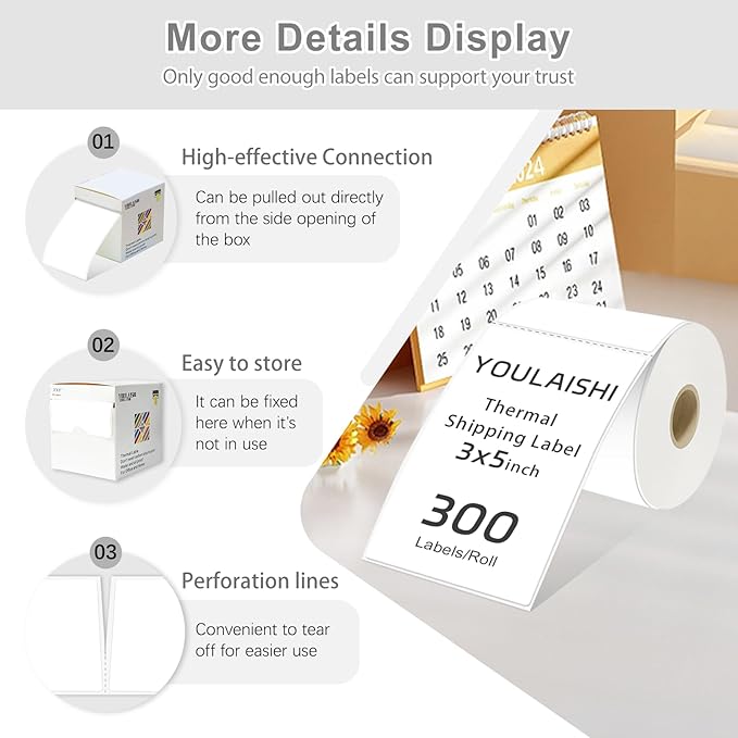 3 X 5 Inch Rectangle Sticker White Moving Labels for Boxes, 300PCS Waterproof Removable White Labels Stickers to Write on for Bar-Codes, Address, Small Business Labeling, Inventory