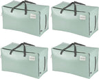 VENO 4 Pack Moving Bags and Large Christmas Decoration Storage Bins with lids. Alternative to Moving Boxes, Packing Supplies for College. Heavy Duty Totes (Shiny Light Green, 4 Pack)