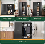 Letaya Wardrobe Armoire Closet,72" H Metal Storage Cabinet with Adjustable Shelves and Hanging Rod,Bedroom Armoire Cabinet Clothes Organizer (Black)