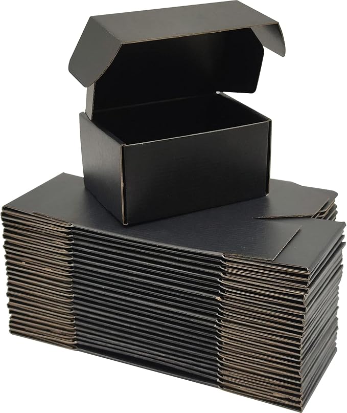 Small Black Shipping Boxes for Small Business Pack of 25-6x4x3 inches Cardboard Corrugated Mailer Boxes for Shipping Packaging Craft Gifts Giving Products