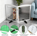 Dog Fence Indoor - 2-Panel Freestanding Dog Gate for Doorways, Hallways, House or Stairs -40x24-Inch Retractable Foldable Expandable Wood Pet by SFJC (White) ﻿