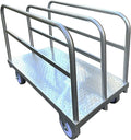 Steel Panel Truck Cart Platform Truck, Heavy Duty Lumber Drywall Dolly, 6" Swivel Brake Casters, 3 Side Handrails, Hold up to 2000lbs (39" x 24")