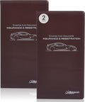 Andalus Auto Registration & Insurance Card Holder Pack of 2, Waterproof Essential Car Registration Holder with Hook & Loop Closure, Perfect for Every Vehicles Glove Boxes (Brown - 9.5" x 5.15")