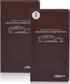 Andalus Auto Registration & Insurance Card Holder Pack of 2, Waterproof Essential Car Registration Holder with Hook & Loop Closure, Perfect for Every Vehicles Glove Boxes (Brown - 9.5" x 5.15")