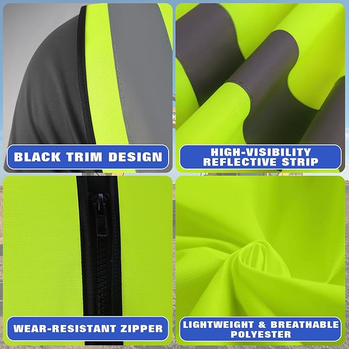 BeautyWill Custom Safety Vest Customized Logo Class 2 High Visibility Reflective Vest with Pockets Construction workwear