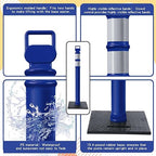 Kanayu 49 Inch Traffic Delineator Posts with 8.8 Lbs Rubber Base PE Delineator Post Portable Parking Pole Traffic Cone Barrier with Removable Base, Reflective Band(4 Packs,Blue)
