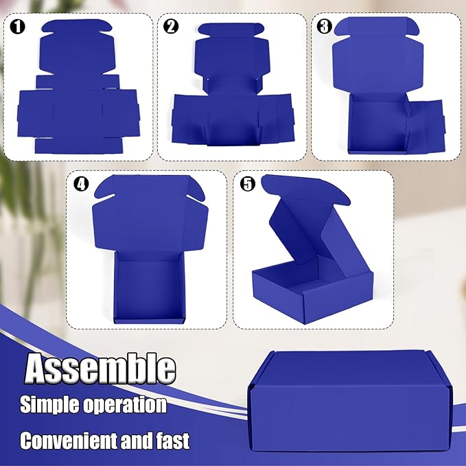 Small Shipping Boxes, 50 Pack Cardboard Box Corrugated Mailer Boxes Small Corrugated Boxes For Shipping Packaging Craft Gifts Giving Products, 6 x 4 x 1.6 Inches (Klein Blue)
