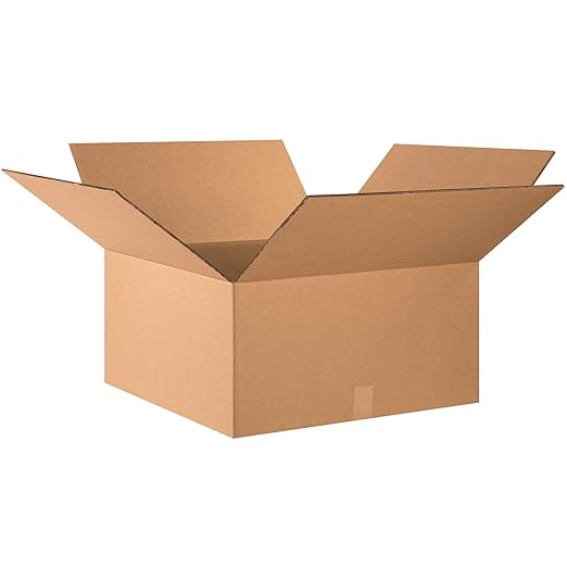Box USA 10 Pack of Heavy-Duty Double Wall Corrugated Cardboard Boxes, 24" L x 24" W x 10" H, Kraft, Shipping, Packing and Moving
