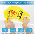 4-Pack Caution Wet Floor Sign, 17.5" Height, Bright Yellow, Double-Sided A-Shaped Frame Design, Bilingual Caution Message