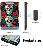 Clipboard with Storage Box & Pen Holder,Heavy Duty Clip Boards 8.5x11 for Nursing,High Capacity,School & Office Supplies,Skull Roses Pattern