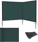 Patio 5' x 7' Outdoor Privacy Screen Freestanding Temporary Fence Panels Net Cover with Metal Poles for Outside Backyard Pool Garden Air Conditioner Fencing, Green
